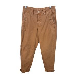 Summum Womens Size 36 Brown Twill Stretch‎ Worker Pockets Tapered Pants Trousers